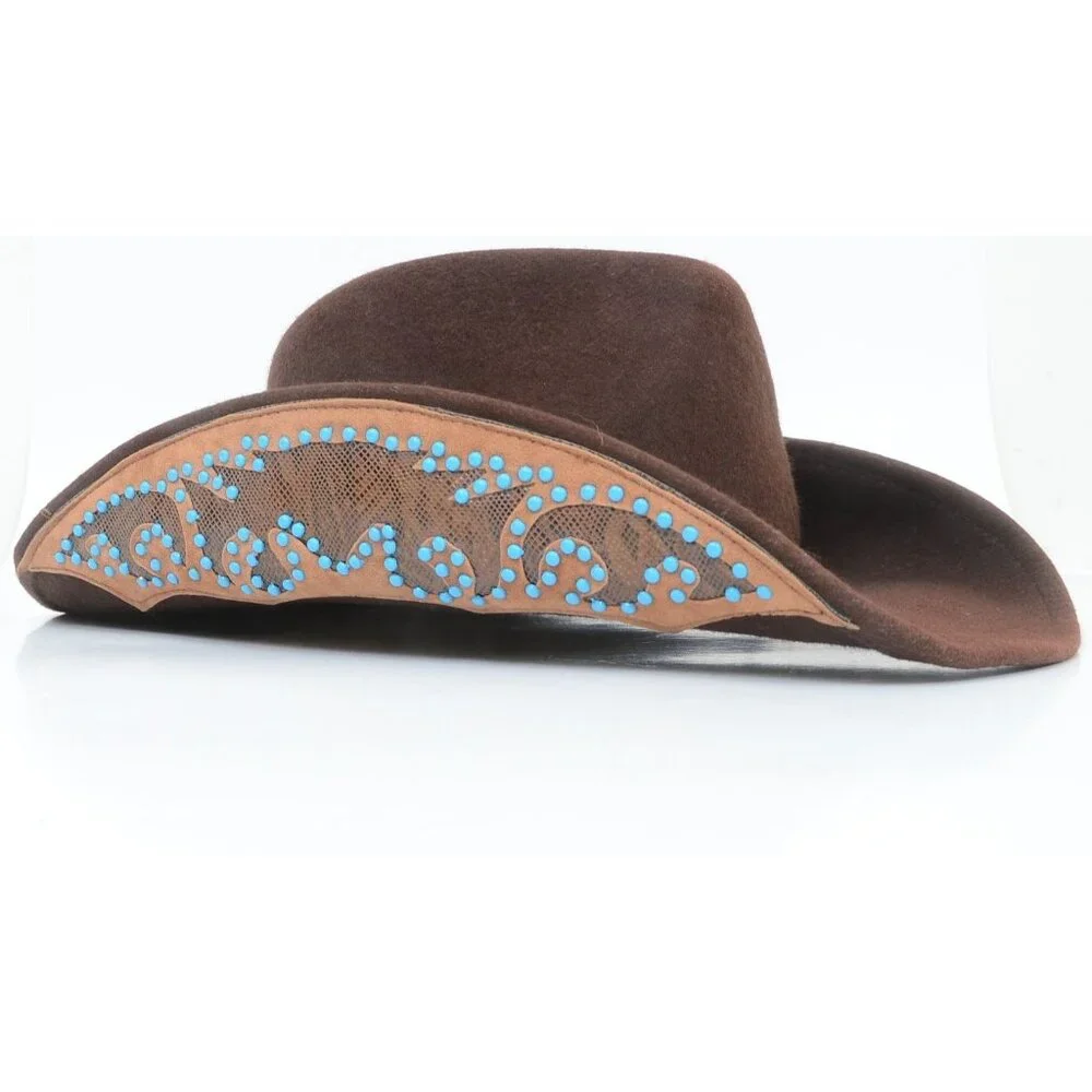 Shyanne® Women's Embellished Brim Felt Western Band‎ Cowgirl Hat Festival Cowboy